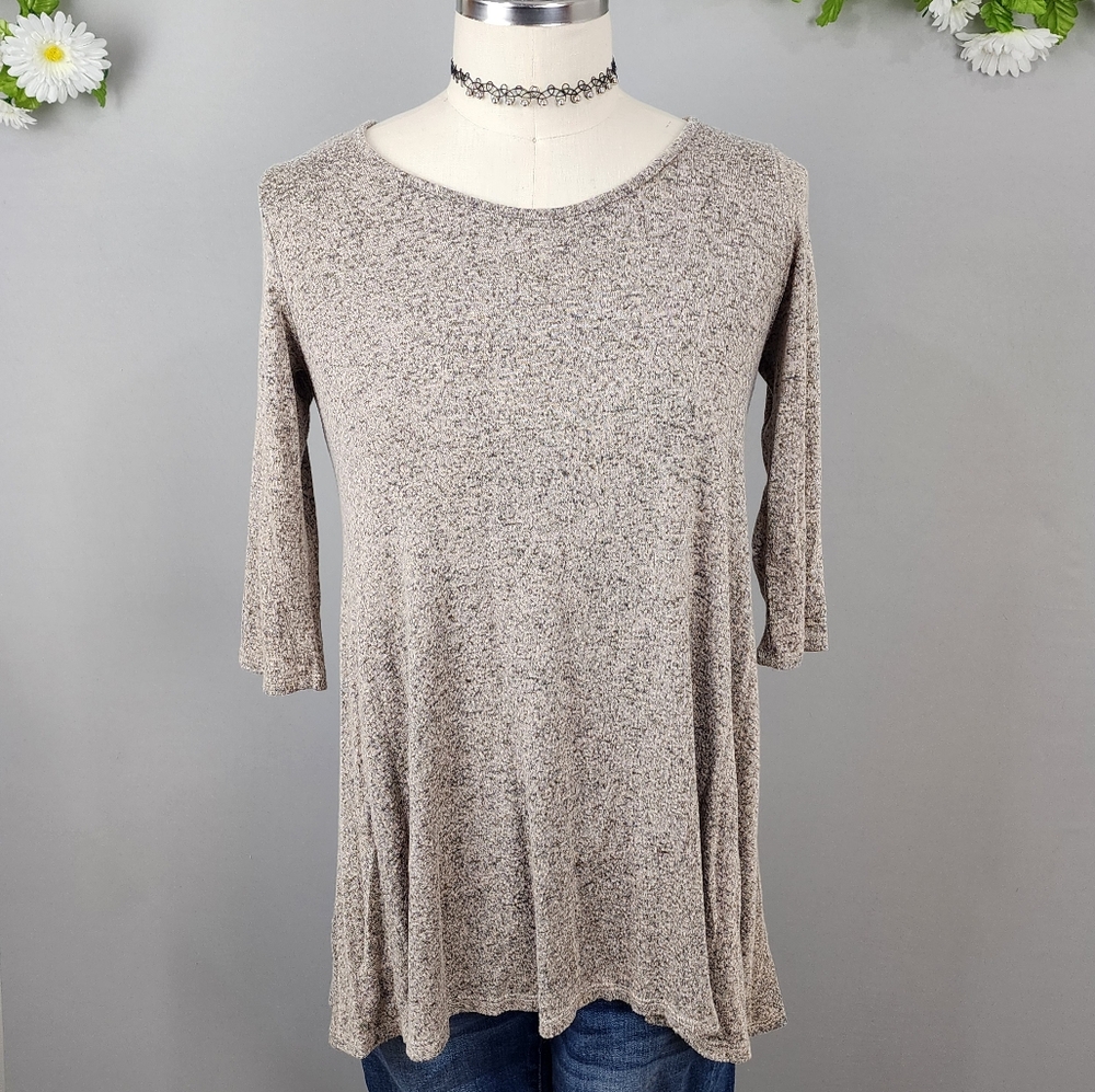 Vibe Tan Shirt Tunic Cross Back Sz Medium Petite